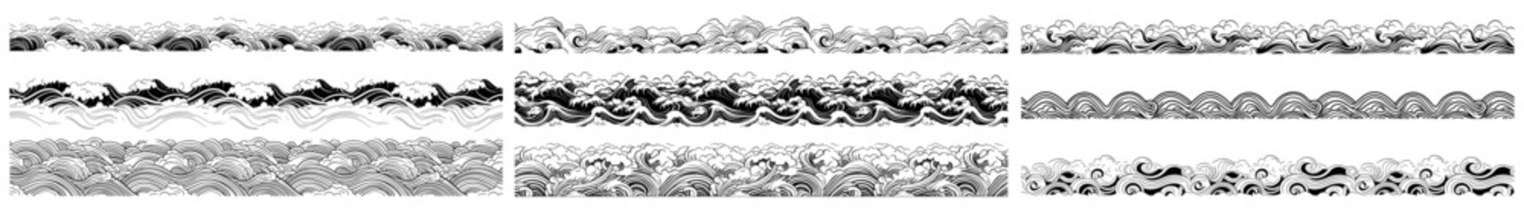 asian wave border. cloud pattern tile.