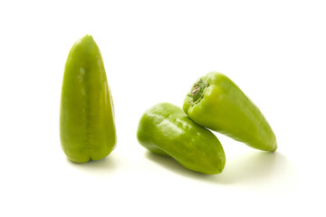 Several green bell pepper with soft shadow isolated on white background. .