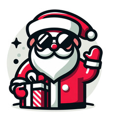 cool santa claus with gifts