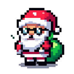 pixeled santa claus with glasses