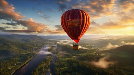 Obraz premium hot air balloon over region country ai generated