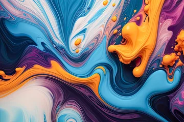 Deurstickers Abstract beauty of liquid paints in slow flow mixing gently  © João Macedo