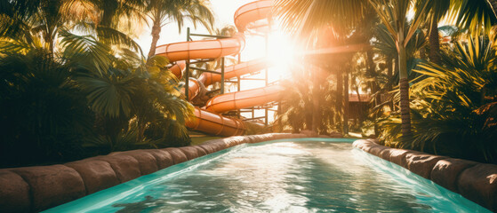 The water slide structure in Paradise Island, The Bahamas - obrazy, fototapety, plakaty