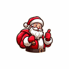 Cute Cartoon Vector illustration of happy smiling santa claus giving thumbsup, cartoon Santa Claus logo, santa claus giving thumbsup vector