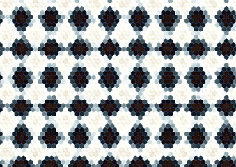Hexagonal pattern with irregular slate texture.Hex_Paint_4.jpg	Hexagonal pattern with irregular slate texture.	Interior of cells of light and dark colors interspersed with different abstract texture - 676438879