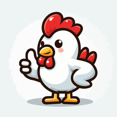 cartoon vector cute chicken giving thumbs up cartoon vector icon illustration. cute chicken logo, Cute Chicken Thumbs Up Icon