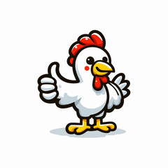 cartoon vector cute chicken giving thumbs up cartoon vector icon illustration. cute chicken logo, Cute Chicken Thumbs Up Icon