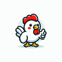 cartoon vector cute chicken giving thumbs up cartoon vector icon illustration. cute chicken logo, Cute Chicken Thumbs Up Icon