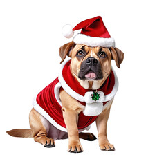 Jack Russell Terrier in Santa Clause Dress, Santa Dog - Generative AI