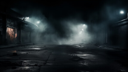 Dark empty scary night street