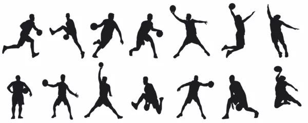 Fotobehang set of silhouettes of basketball players in different action.  © LazyArtist