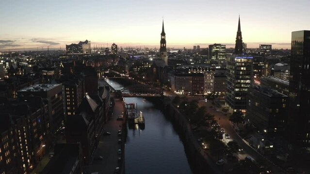 Hamburg Harbour at dusk