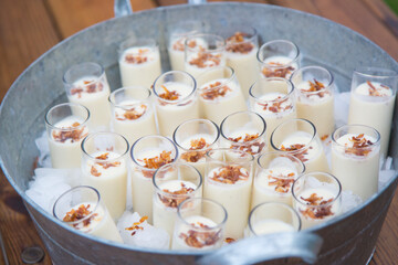 tea, food, table, cup, cake, breakfast, dessert, plate, glass, dinner, coffee, drink, decoration, restaurant, setting, napkin, wedding, sweet, spoon, flower, nobody, porcelain, chocolate, celebration,