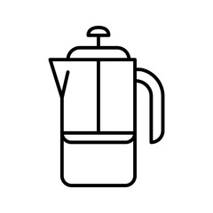 French press coffee icon. French press kettle. Coffee maker. Vector illustration