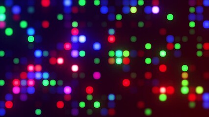 Bright glowing Christmas lights background. Blue, red and green LED lights creating a flicker wall. Christmas event, party, night club. LED screen and projector, glamour and fashion event, jazz, pop. - Powered by Adobe