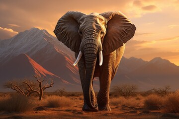 Fototapeta na wymiar One adult African Elephant in natural habitat.