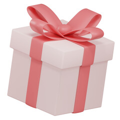 Pink gift box with white ribbon 3d render