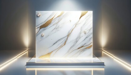 Sleek White Marble with Golden Veins for Product Showcase