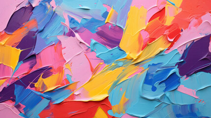 Fototapeta na wymiar Impressionist Color Palette: Bright Paint on Canvas