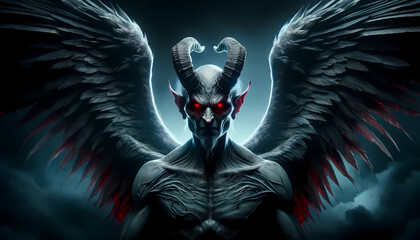 Satan with wings spread