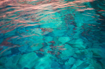 Blue Water Over Rocks in 35mm