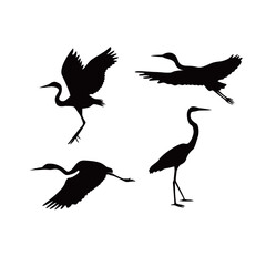 stork silhouette design. wild bird animal sign and symbol.