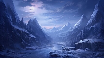 Obraz premium Winter landscape with stunning views that hides its secret secrets and stories game art