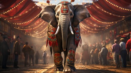 Fototapeta na wymiar elephant in circus ai generated