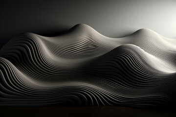 Sinusoidal minimalist wallpaper, greyscale Furniture