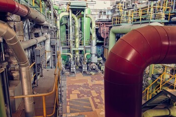 A view into the engine room of a coal-fired power plant.