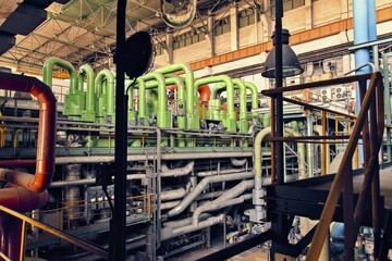 A view into the engine room of a coal-fired power plant.