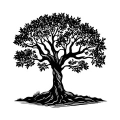 Tree silhouette. Plants with leafs. Forest and garden symbol isolated on white background. Vector illustration