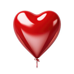 red heart helium balloon. Birthday balloon flying for party and celebrations. Isolated on white background.