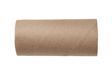 Single lying tissue paper roll core isolated on white background with clipping path in png file format