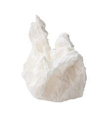 Single screwed or crumpled tissue paper or napkin in strange shape after use in toilet or restroom...