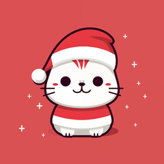 cat wearing santa hat in chirstmas