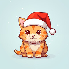 cat wearing santa hat in chirstmas