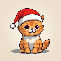 cat wearing santa hat in chirstmas