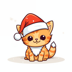 cat wearing santa hat in chirstmas