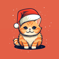 cat wearing santa hat in chirstmas