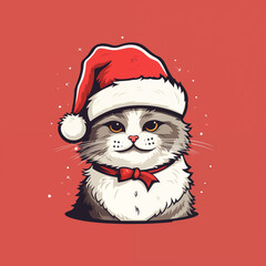 cat wearing santa hat in chirstmas