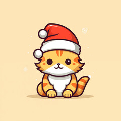 cat wearing santa hat in chirstmas
