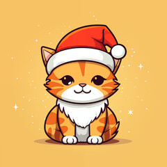 cat wearing santa hat in chirstmas