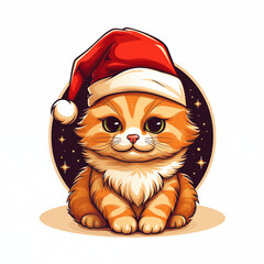 cat wearing santa hat in chirstmas