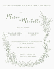 Vector flower wedding invitation design concept
