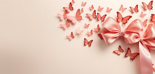Valentine’s Day Background with Red Heart Balloons and Ribbons