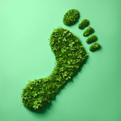 Ecology concept with green footprint. Generative AI.