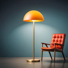 modern interior with lamp and chair,generative AI