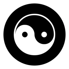 Fototapeta premium A yin yang symbol in the center. Isolated white symbol in black circle. Illustration on transparent background
