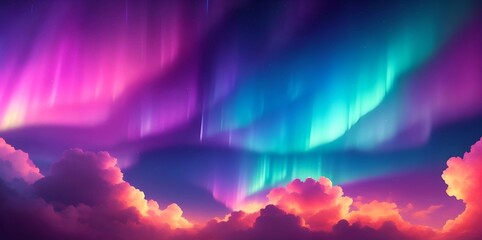 Sky with multicolor clouds. AI generated illustration